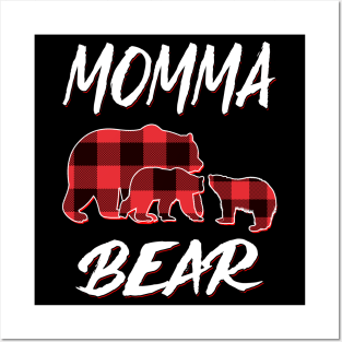 Momma Bear Red Plaid Christmas Pajama Matching Family Gift Posters and Art